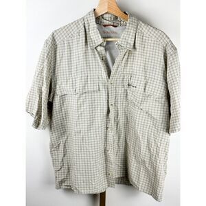 Women's Simms Guide Series S/S Fishing Shirt Green Plaid Vented Pockets Sz L EUC